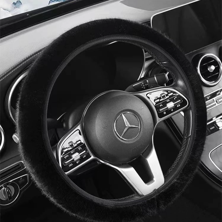 Чехол на руль зимний, короткий плюшевый, теплый, нескользящий, из искусственного меха норки, декоративный, универсальный.