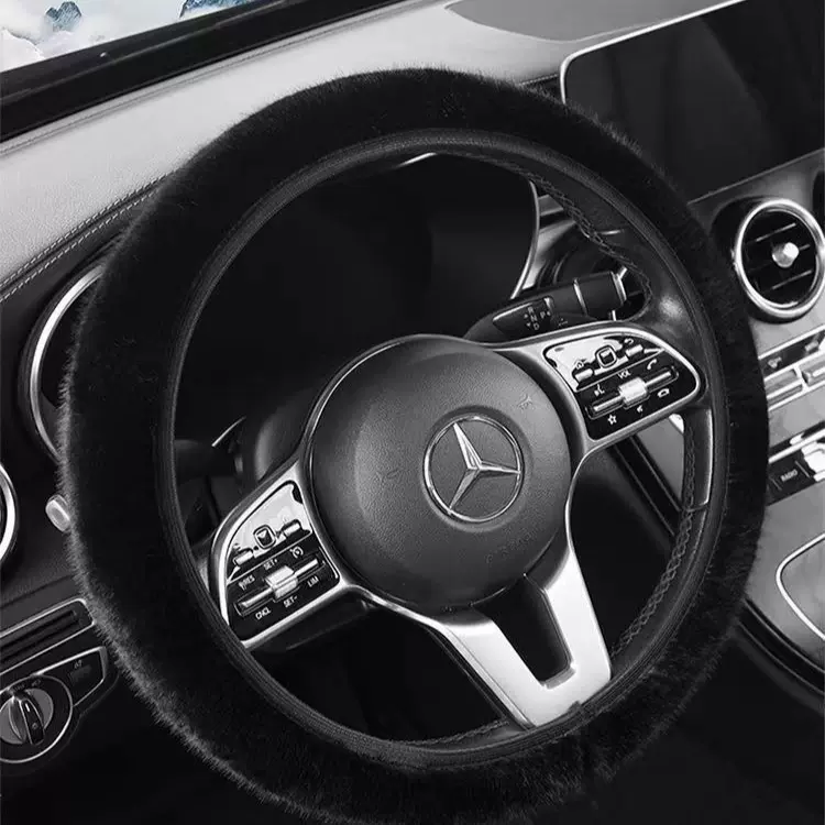 方向盘套冬季短毛绒汽车把保暖防滑仿水貂毛装饰安全带通用型