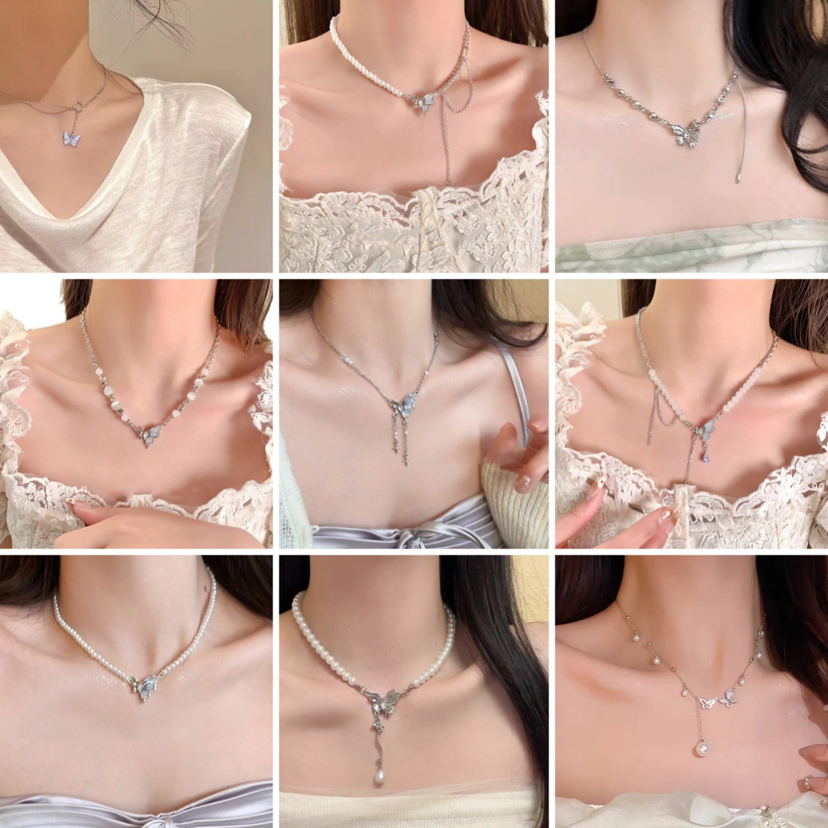 Fresh asymmetrical necklace from pearl