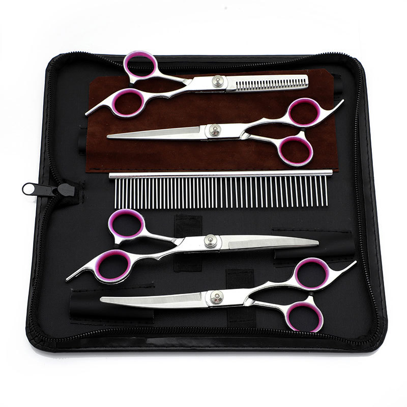 Tijeras de belleza para mascotas directas de fábrica tijeras de corte de pelo de perro profesional tijeras rectas tijeras de dientes tijeras de peluche corte de pelo peine traje