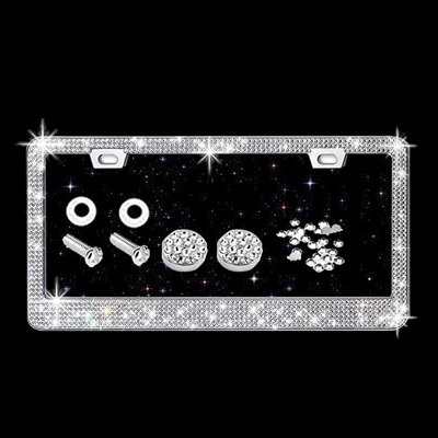 American License Plate Frame with Diamonds and Rhinestones, Acrylic License Plate Frame, Car Accessories, Cross-Border Model 304 Stainless Steel License Plate Frame