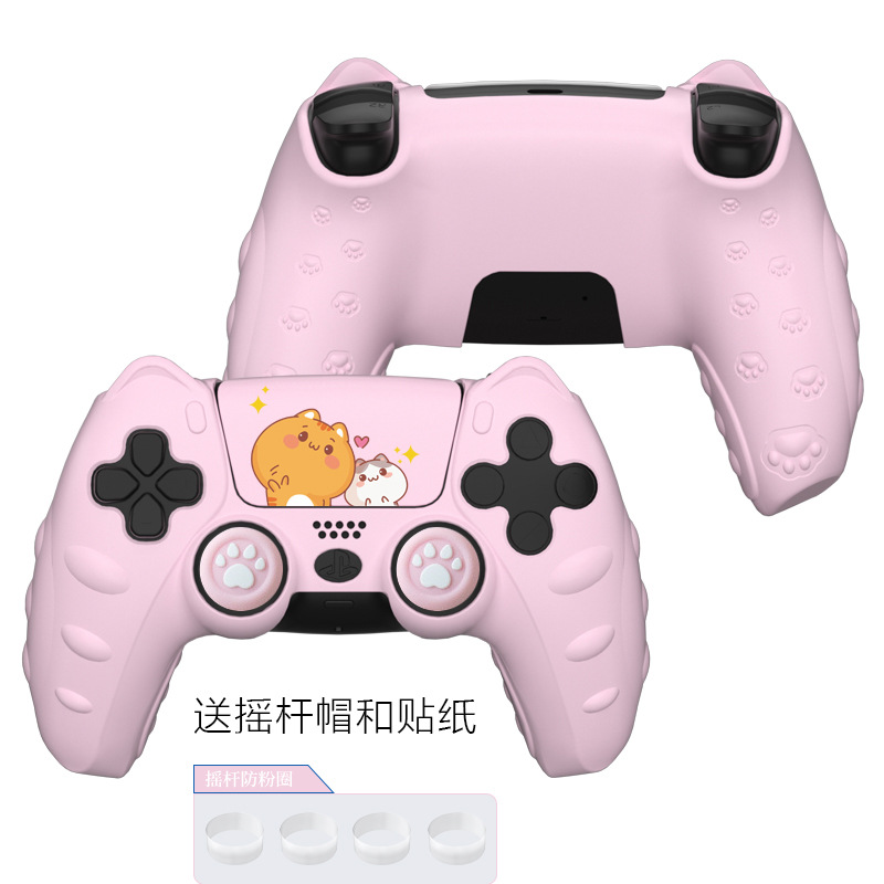 PS5 mango cubierta protectora de silicona suave y cómodo de dibujos animados lindo con tapa basculante y pegatina NS Accesorios