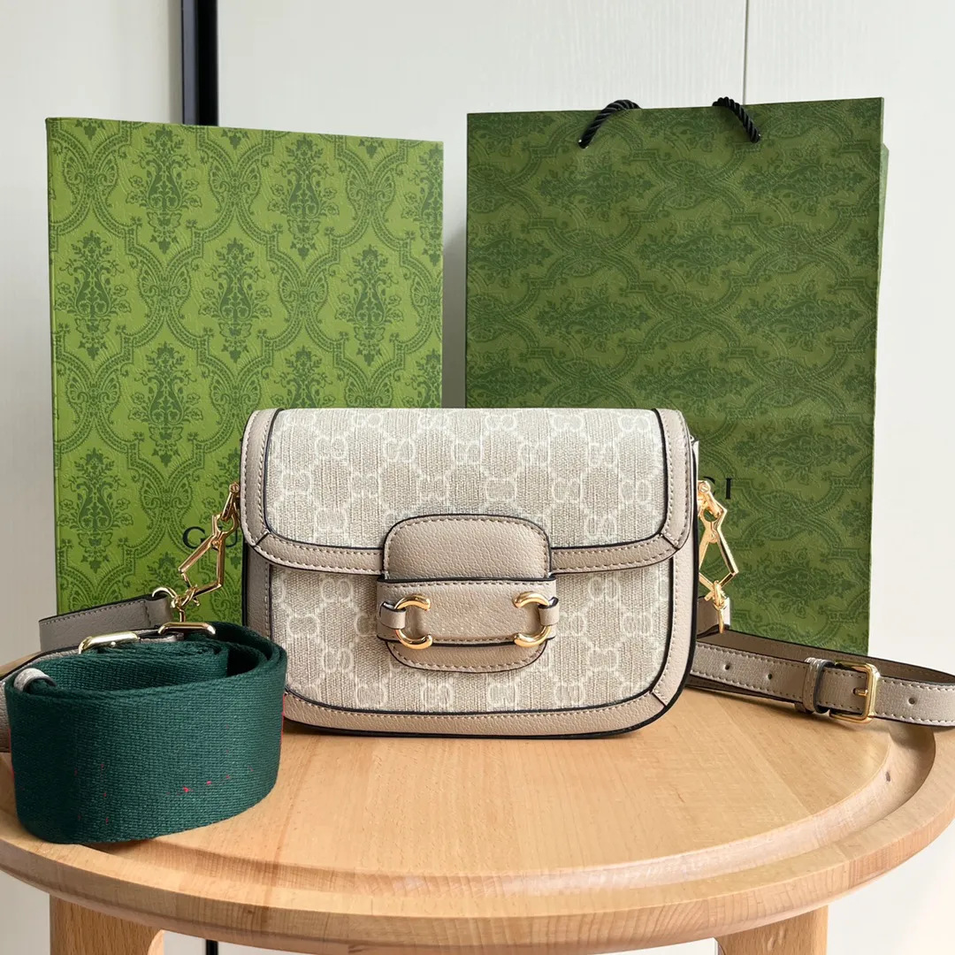 1955 bolso de hombro de banda ancha bolso de alta costura bolso de mujer 2024 nuevo bolso de silla de montar con doble G bolso de mujer