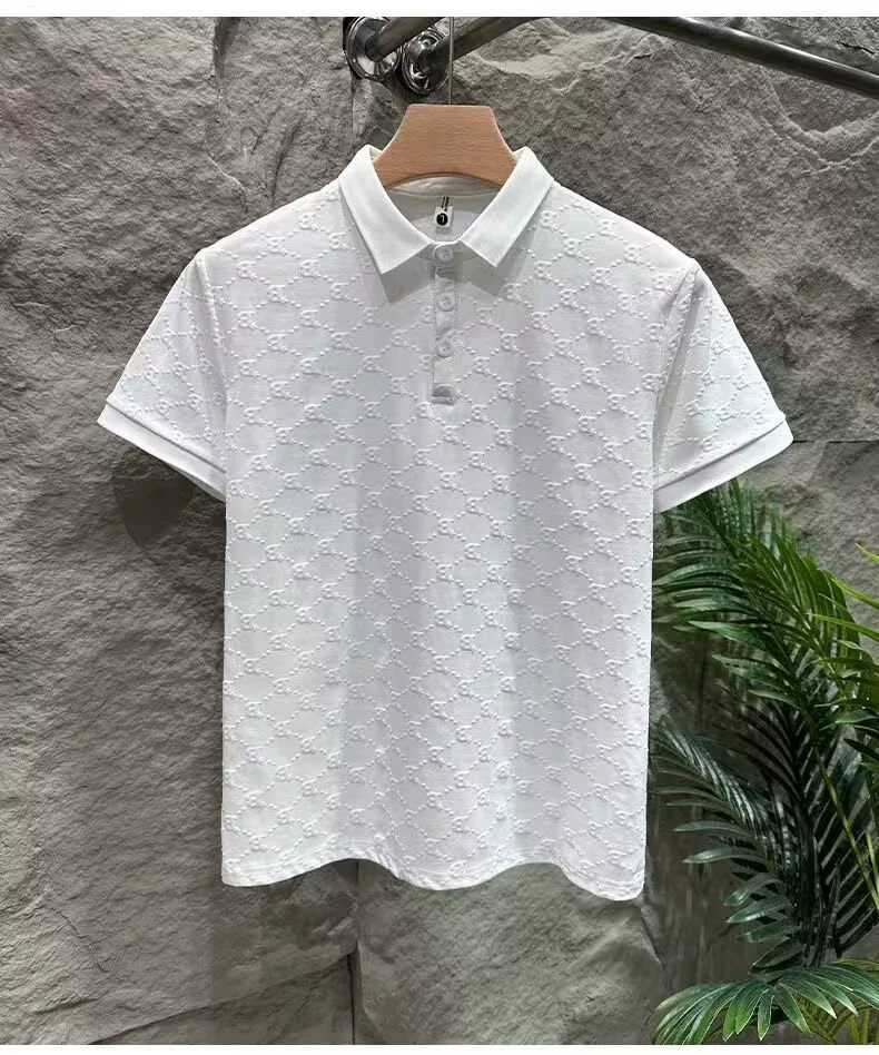 Летнее модное поло, футболка, Slim Fit, с коротким рукавом, воротник стойка