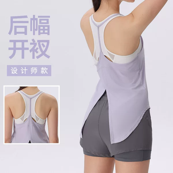 Summer Sports Vest Women's Loose Sleeveless Running Quick-drying Yoga Suit Top Outer Wear Beautiful Back Fitness Blouse Cross-border