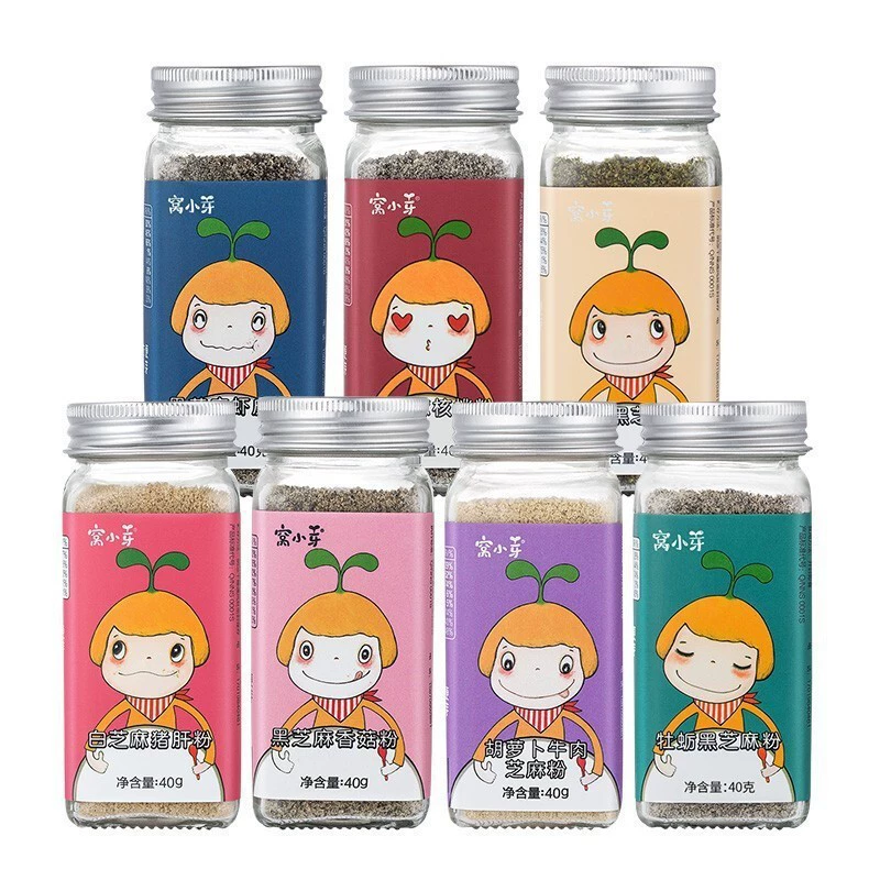 Гнездо маленькие бутоны приправы порошок белого кунжута свиная печень порошок креветки порошок черный кунжут водоросли пищевая приправа для детей