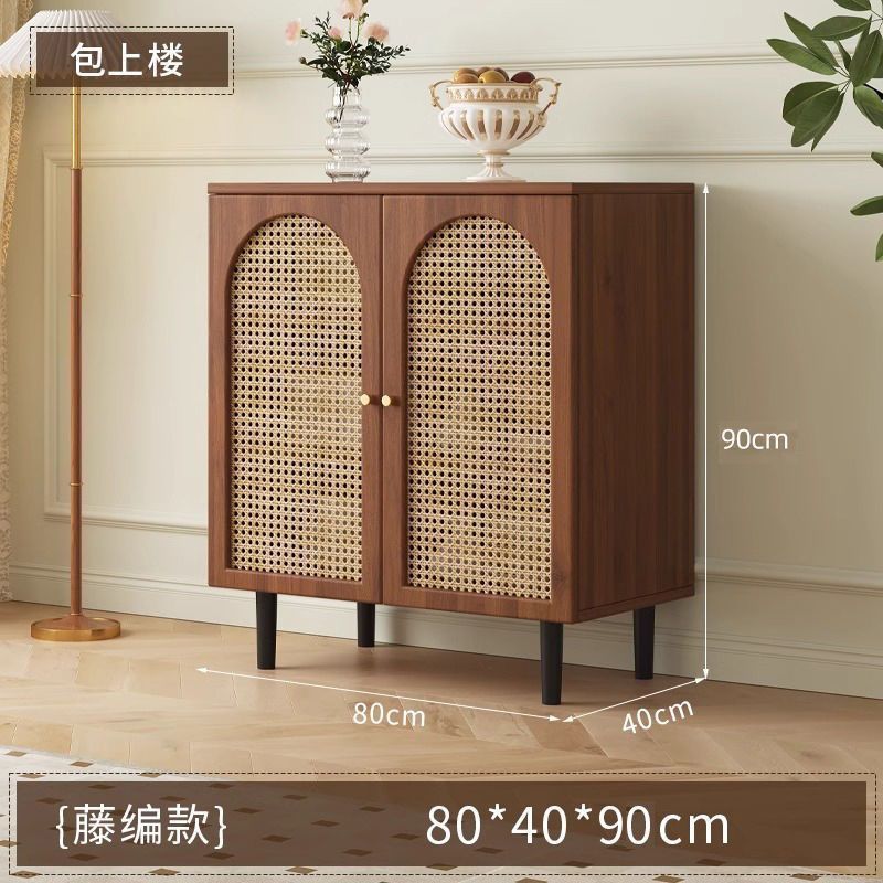 法式餐边柜现代简约藤编储物柜子家用餐厅茶水柜厨房收纳橱柜边柜|undefined