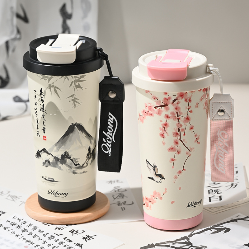 Coffee Thermos Cup with Tea-Water Separation, Ceramic Inner Liner, Straw Cup, Car Water Cup, Portable Thermos Kettle, Business Gift Coffee Thermos Cup with Tea-Water Separation, Ceramic Inner Liner, Straw Cup, Car Water Cup, Portable Thermos Kettle, Business Gift
