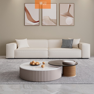Italian Minimalist Light Luxury Modern Wash-Free Technology Cloth Three-or Four-Person Straight Fabric Square Tofu Block Sofa