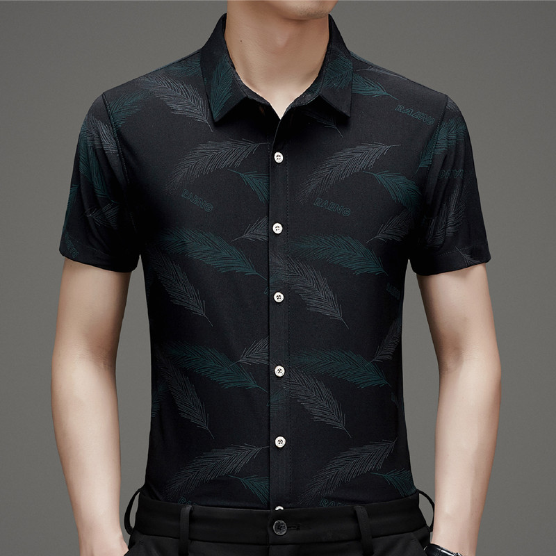 Summer silk breathable men's quick dry elastic shirt