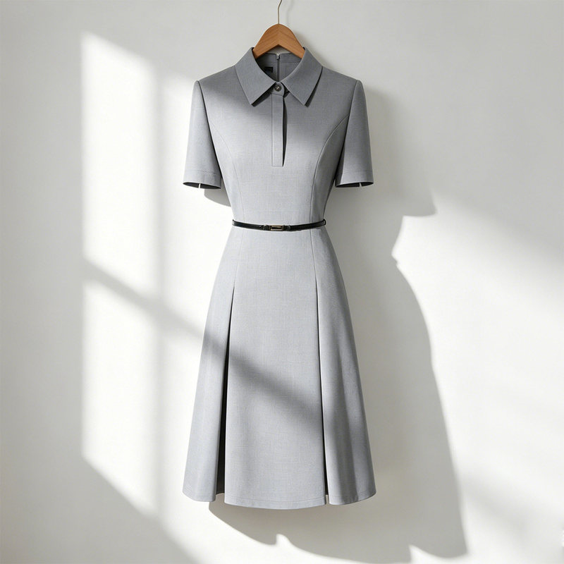 Summer High-End Professional Short-Sleeved Dress for Women, Fashionable and Elegant, Suitable for Hotel Front Desk, Beauty Reception, and Sales Department Workwear Summer High-End Professional Short-Sleeved Dress for Women, Fashionable and Elegant, Suitable for Hotel Front Desk, Beauty Reception, and Sales Department Workwear