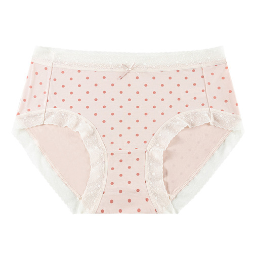Japanese polka dot element women's underwear mid-waist nude high-elastic hip-covering modal skin-friendly cotton mugwort crotch briefs