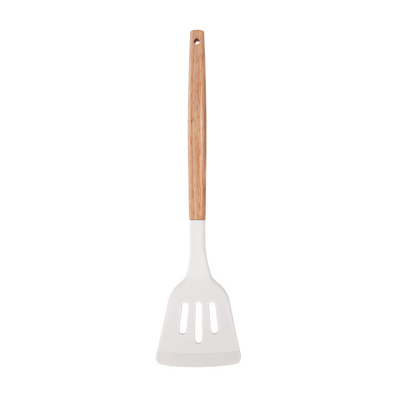 Mango de madera de silicona para utensilios de cocina de grado alimenticio resistente a altas temperaturas de cocina antiadherente de cocina