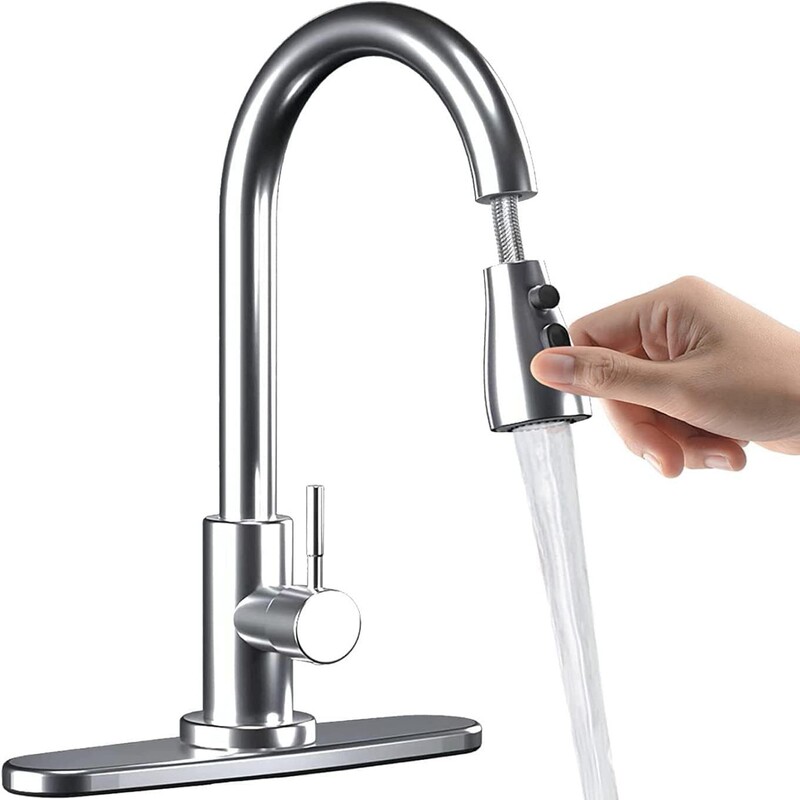 Cross-border kitchen faucet with pull-out spray pull-out spring sink faucet hot and cold water inlet pipe