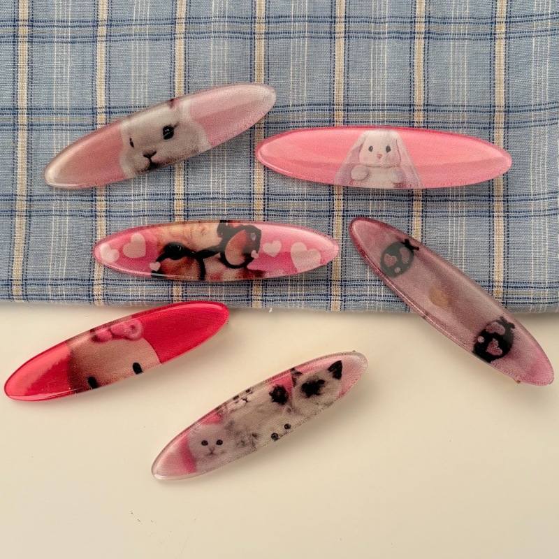 可爱甜美水滴发夹卡通少女发卡萌宠小奶猫咪百搭一字刘海夹发饰品
