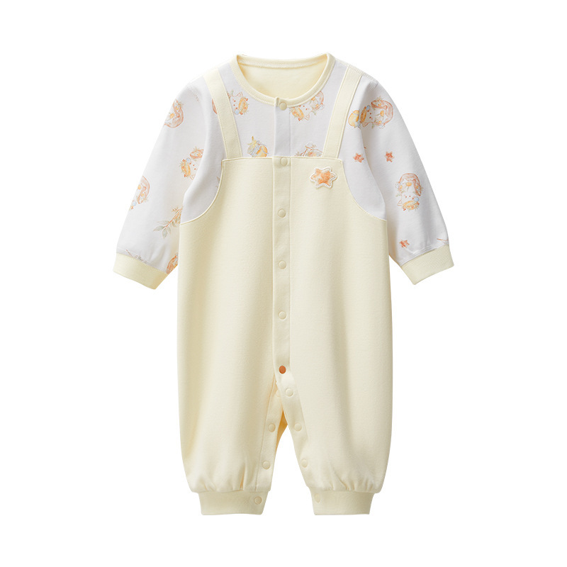 10月の結晶の純綿の抗菌の偽の2つのまっすぐな襟の連体の服の春の夏の赤ちゃんは服の新生児の服に登ります。|undefined