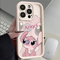 スティッチ・エンジェルは、Apple 15 Pro Max、iPhone 16、かわいい14、漫画風17、海外向け13、新品のスマホケースに適しています。
