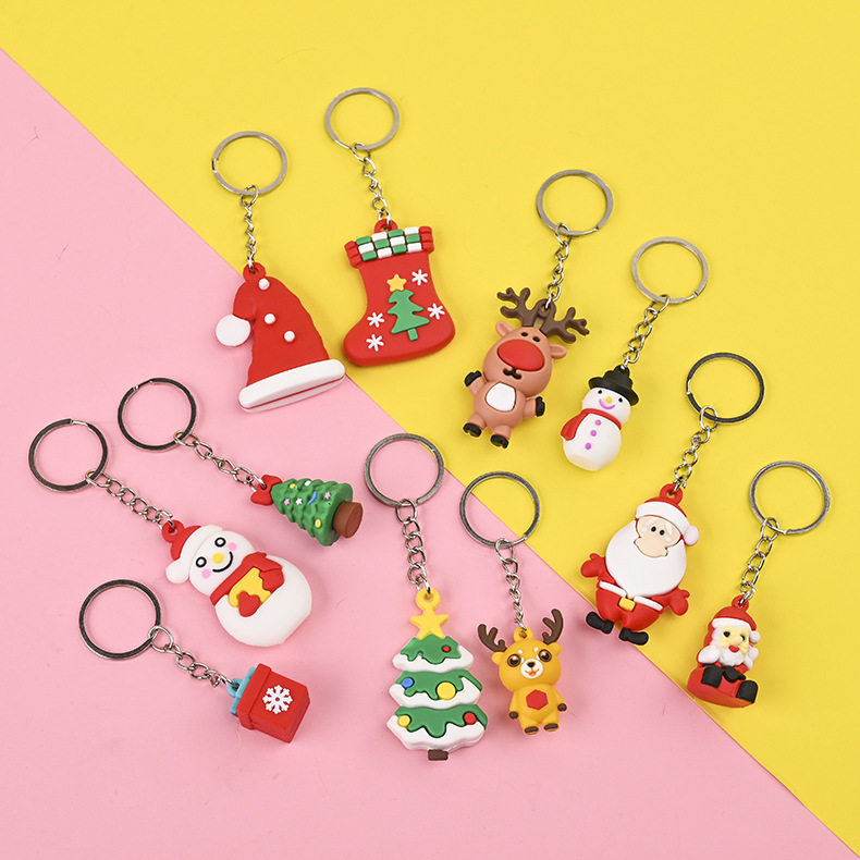 Cute Christmas Tree Snowman Elk Alloy Soft Glue Unisex Bag Pendant Keychain 1 Piece display picture 1