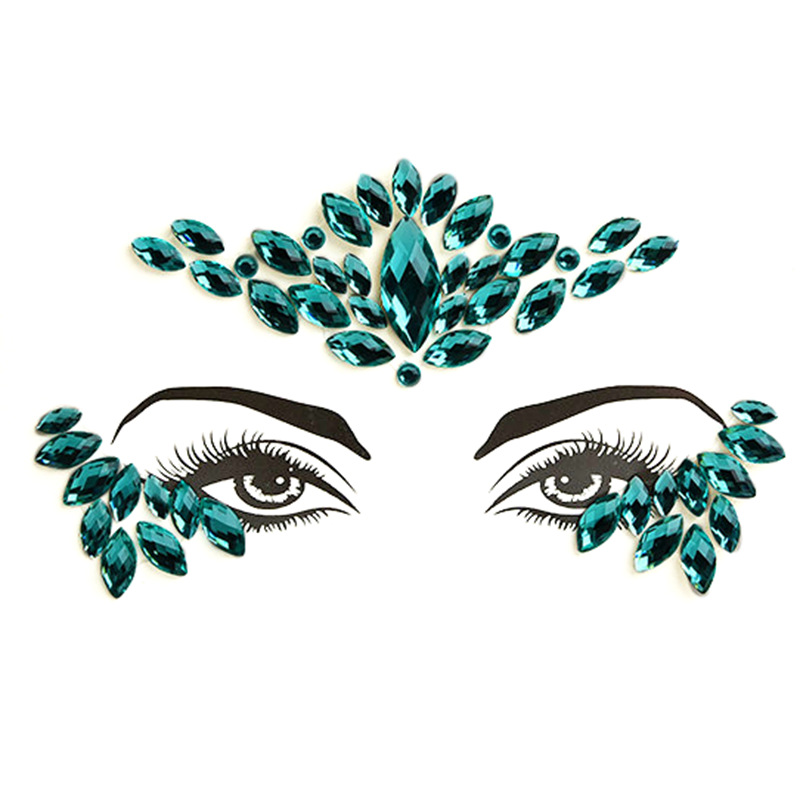 Cruz-frontera nueva cara pegatinas DIY acrílico diamante pegatinas Halloween diamante pegatinas ceja cara pegatinas estrella fiesta