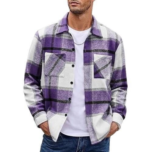 Men's European and American new products plaid casual long-sleeved shirt coat casual all-matching