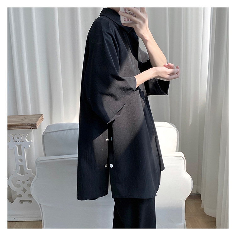 Camisa de estilo VIBE camisa de diseño juvenil de marca de moda para hombre camisa de estilo novio francés de manga 3/4 sin género