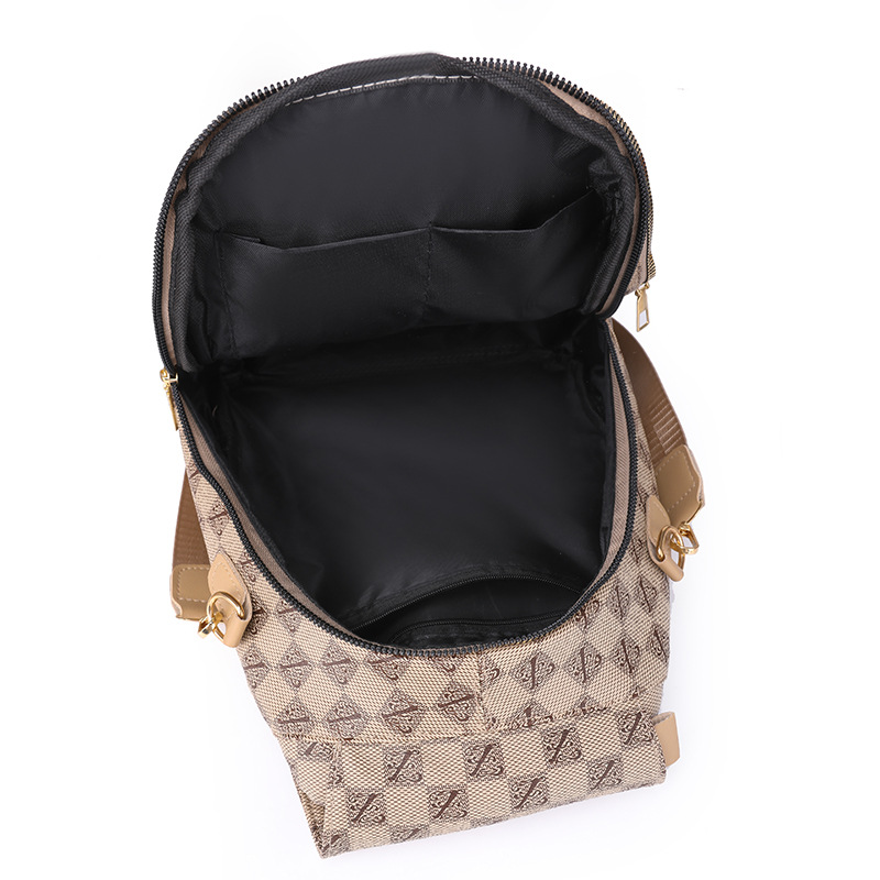 Comercio exterior al por mayor 2023 nueva mochila de cuero suave para mujer a cuadros moda contraste color viajes al aire libre mochila marea