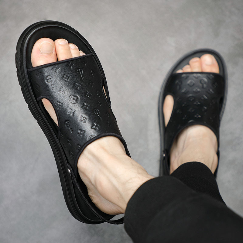 Sandalias de verano para hombre de piel de vaca de primera capa Zapatos de playa transpirables de cuero al aire libre Zapatillas casuales Sandalias de moda Zapatos para hombre Suave