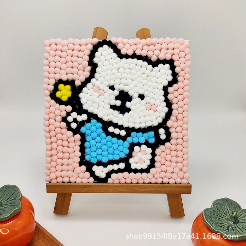 DIY ヘアボール絵画手作り材料パッケージクリエイティブ子供の漫画アニメーション装飾絵画ステッカー絵画屋台卸売|undefined