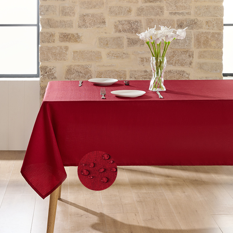 Imitación de lino impermeable-rojo vino