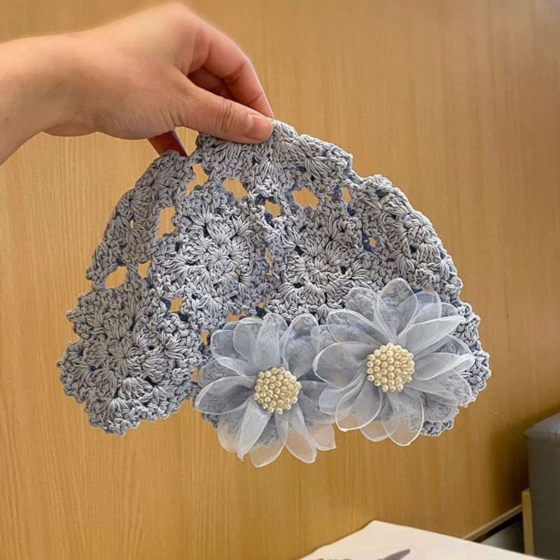 新しい日本製の薄い手作りかぎ針編みパイル帽子女性のための春と夏のレースの花ファッショナブルな包頭帽子レース|undefined