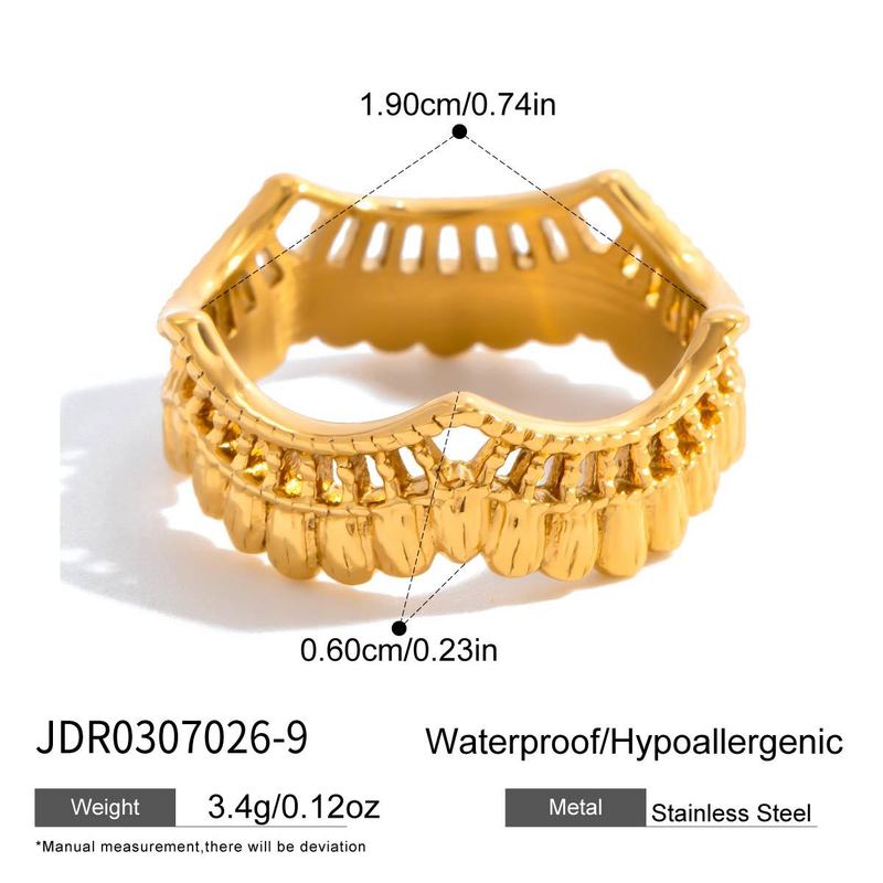 静俏设计感极简风18K 金不锈钢水钻蕾丝皇冠戒指手饰轻奢跨境饰品|undefined
