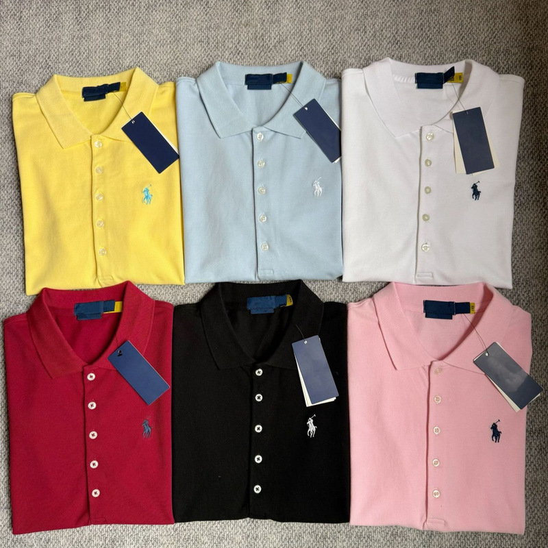 PL Ralph 5 Buckle Pony Laps Embroidered Solid Color Simple Slim-fit Short-sleeved T-shirt Classic Polo Shirt Short-sleeved