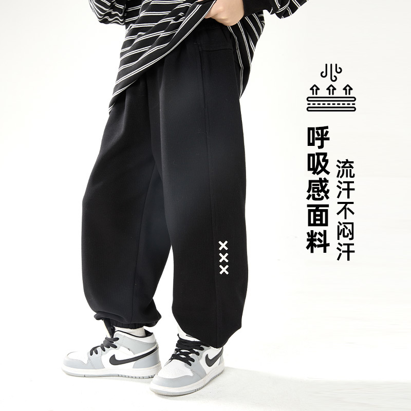 HUZHOU ZHILI 아동복 2025 봄 면화 소년 캐주얼 운동복 팬더 YUANYUAN 중대형 어린이 스포츠 바지