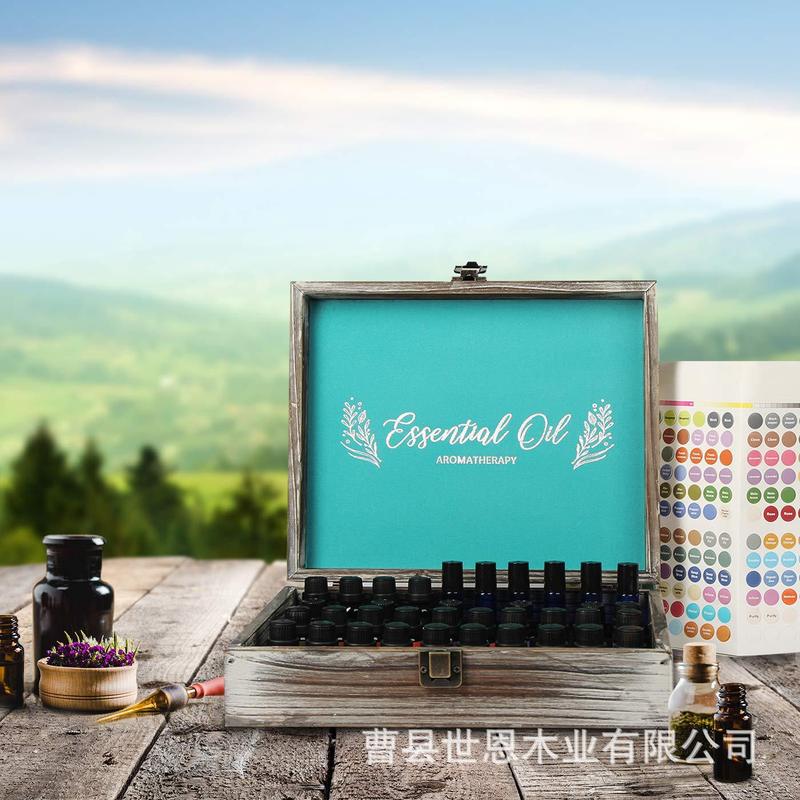 エッセンシャルオイル収納ボックス ドテラ 70グリッド カントリーウッド オイルラック ディスプレイボックス 10ml エッセンシャルオイルボトル 木箱|undefined