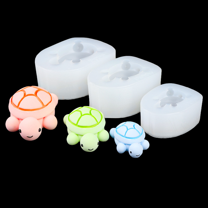Tortuga grande, mediana, pequeña, cara a cara, adorno decorativo de epoxi de dibujos animados, molde de silicona, molde de horneado de chocolate Jenga
