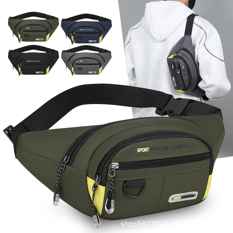 New Fashionable Waist Bag for Men, Outdoor Sports Wear-Resistant Waterproof Phone Bag, Versatile Casual Commuting Travel Chest Bag Trendy