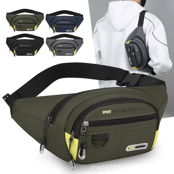 New Fashionable Waist Bag for Men, Outdoor Sports Wear-Resistant Waterproof Phone Bag, Versatile Casual Commuting Travel Chest Bag Trendy