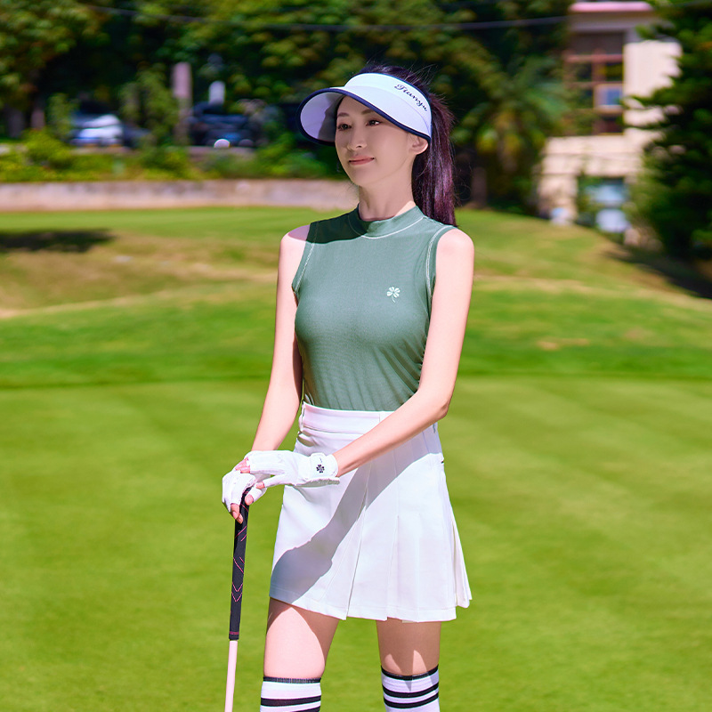 Golf Clothing Women's Vest Quick-Drying T-Shirt Summer Breathable Sports Top Short Slim Fit Stand-Up Collar Jersey