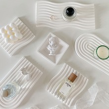 石膏收纳托盘波浪纹ins拍照道具小物件装饰首饰饰品摆拍摄影背景