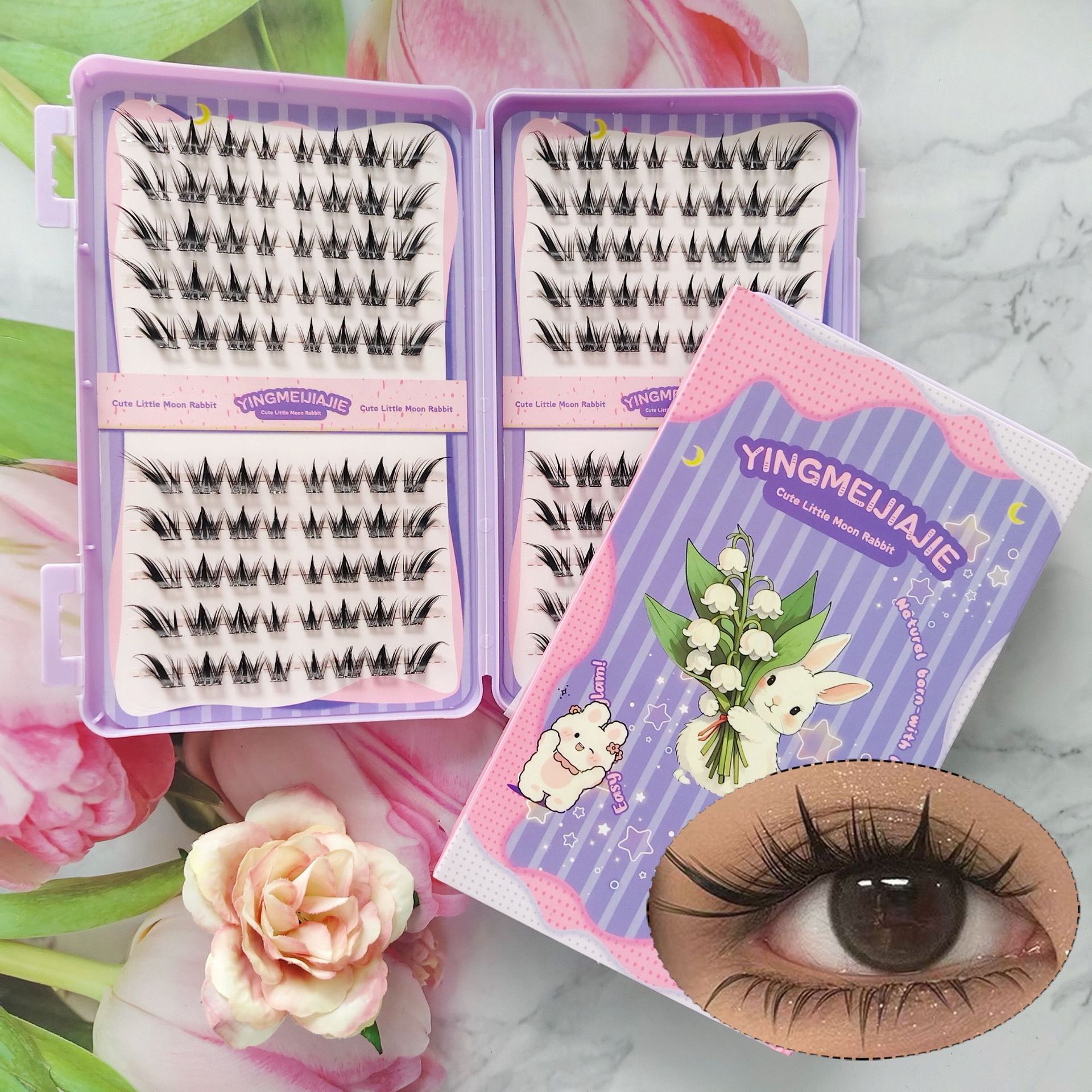 20 filas de paquete de caja de regalo de pestañas falsas transfronterizas, pestañas falsas densas, pestañas falsas sin pegamento.