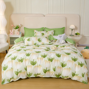 Free Shipping New Aloe Vera Cotton Four-piece Bedding 4-piece Student Dormitory Three-piece Washed Cotton Lefu Cotton