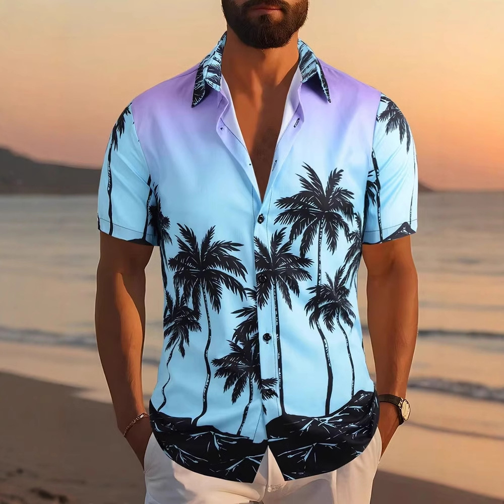 American Cross-border 2025 nueva camisa casual de cuello alto de manga corta de alta calidad para hombres MB1