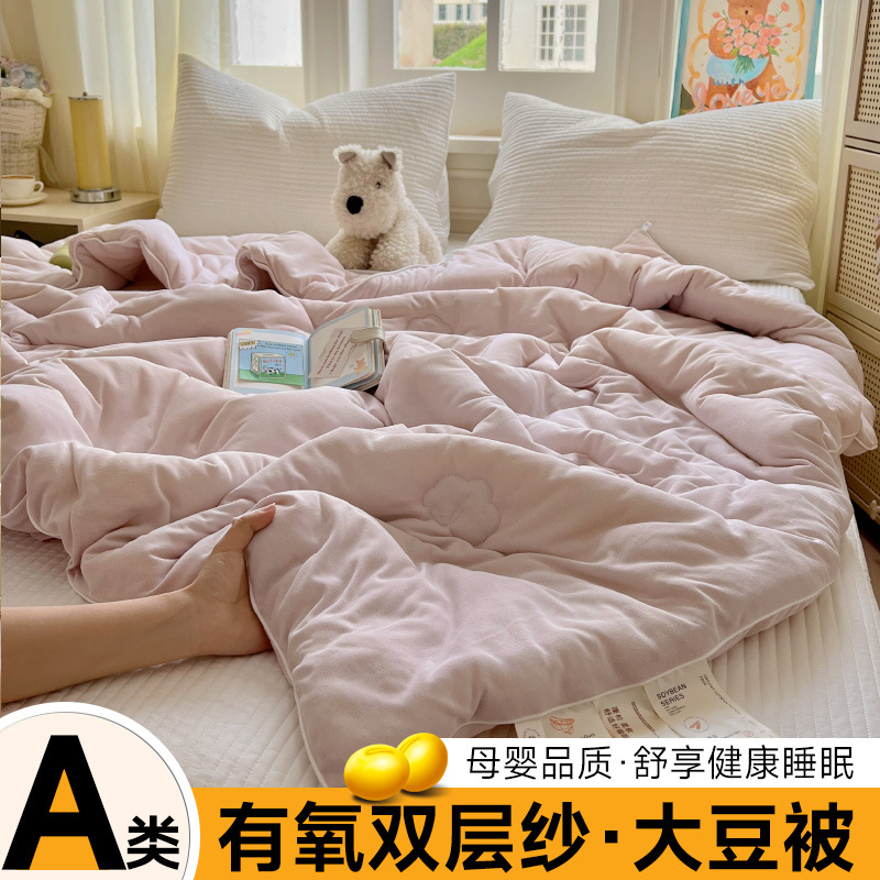 A类母婴双层纱大豆纤维被芯单双人学生宿舍空调被春秋加厚冬被子