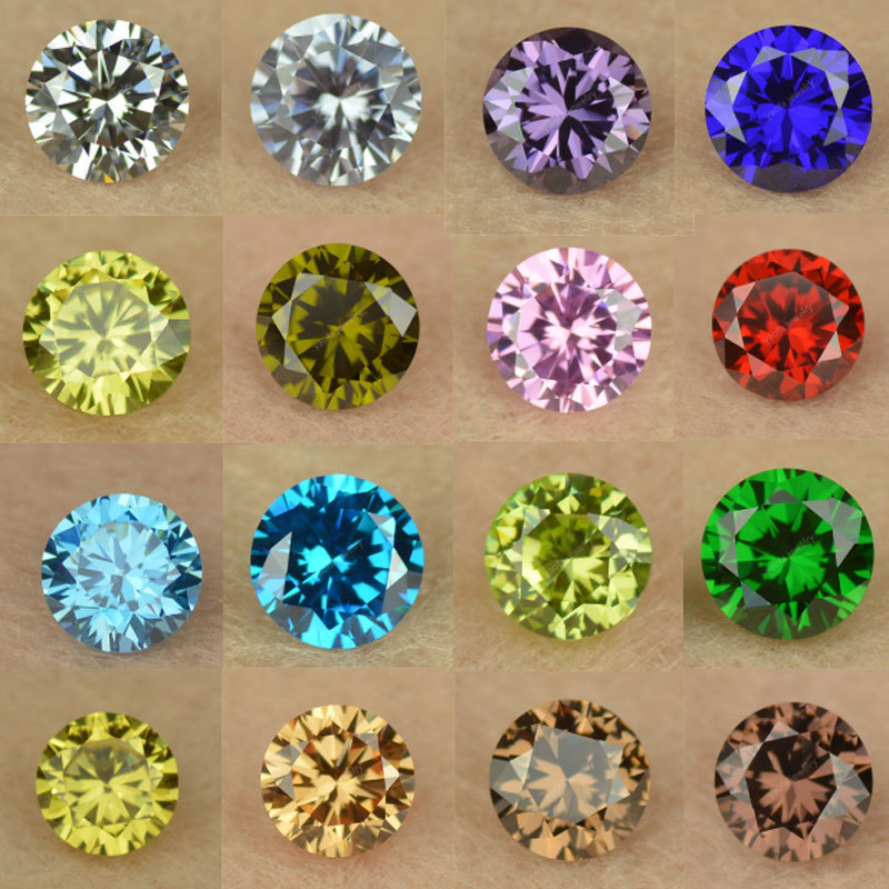 20 colors 3~20mm round drill synthetic cubic zirconia bare stone DIY ring CZ color zircon artificial gem