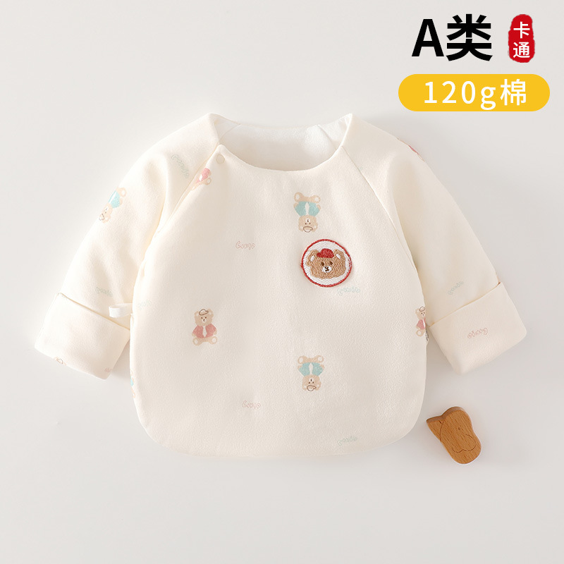 Quần áo nửa lưng cotton 120g không xương cho trẻ sơ sinh mùa thu và mùa đông quần áo trẻ sơ sinh quần áo phong cách nhà sư giữ ấm cho bé