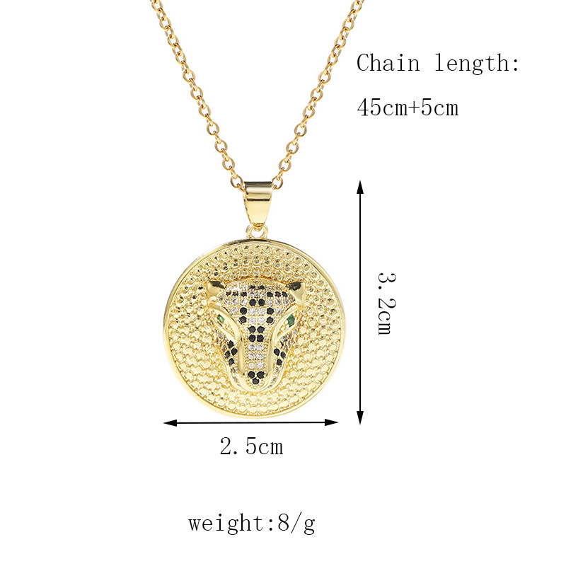 Simple Geometric Leopard Pendant Copper Inlaid Zircon Necklace display picture 1