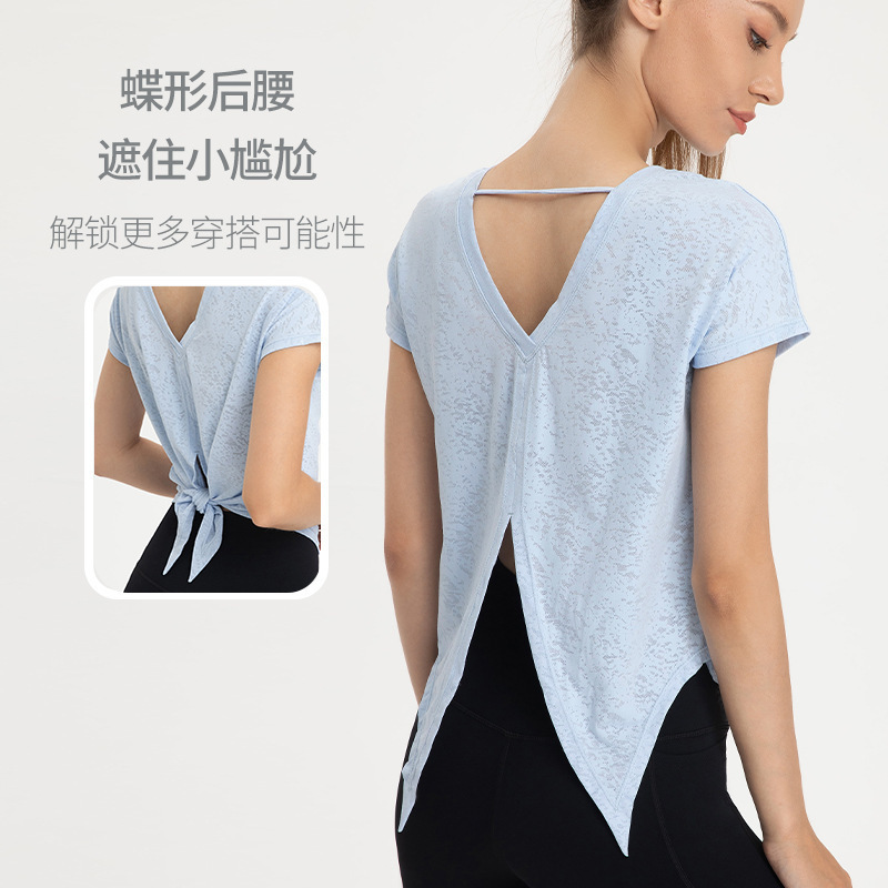 New Summer Yoga Clothes Short-sleeved Cool Comfortable Sports Fitness T-shirt Women's Breathable Loose Running Blouse for Women