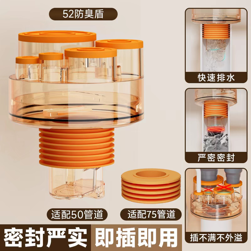 キッチン下水管三方逆臭防止止水弁50/75排水管三方密閉プラグ水分離器|undefined