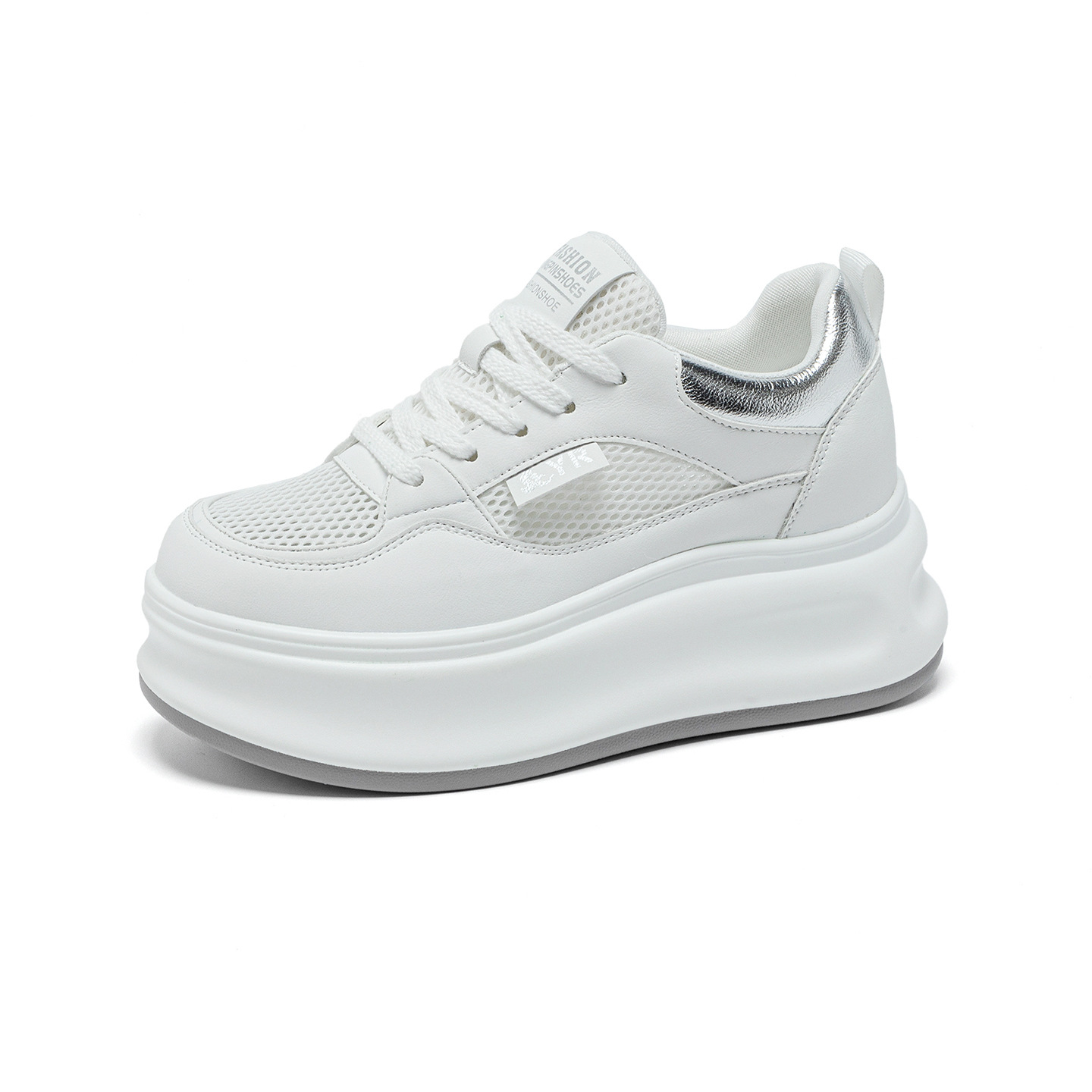 Giày sneaker nữ đế dày da PU trắng phong cách thể thao — Bạc 5056, Vàng 5056
