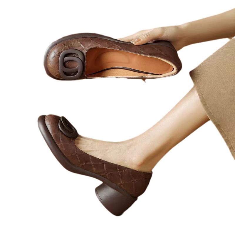 2024 Autum New 5CM Versatile Fashio Soft Sole Retro Chuky Heel Roud Toe Comfortable Shallow Mary Jae Shoes For_vogvips.com